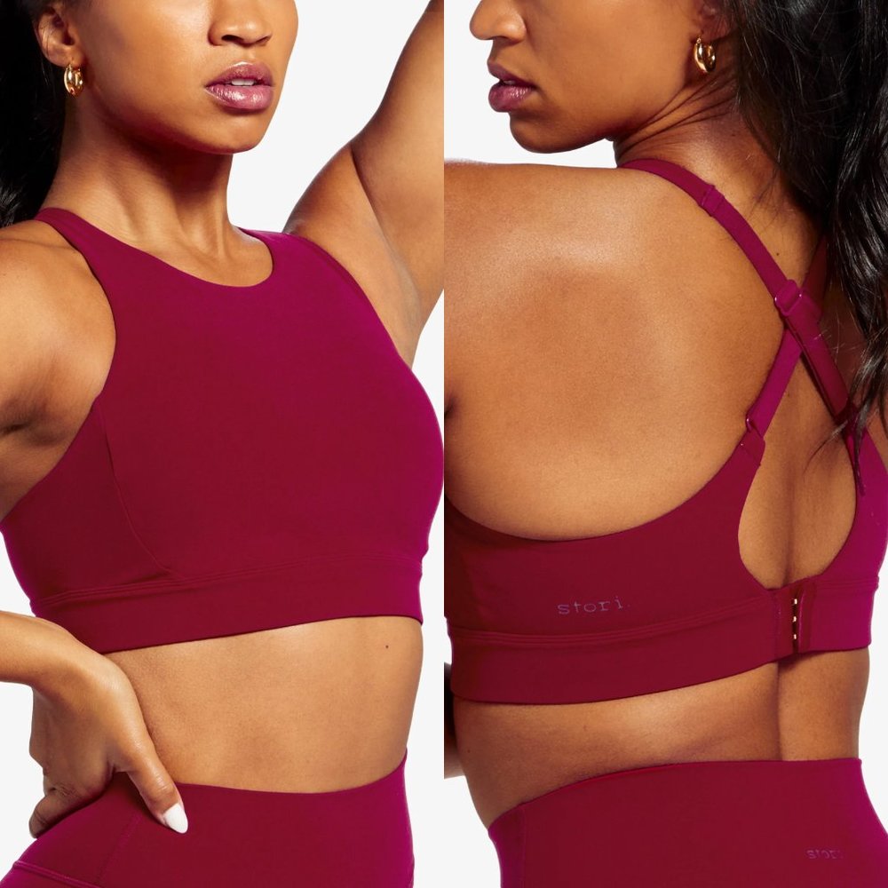 NWT stori. endurance sports Bra currant red size 2 XS